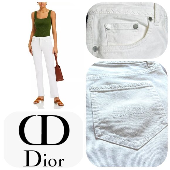 Authentic CHRISTIAN DIOR WHITE COTTON JEANS 32 - Picture 1 of 14